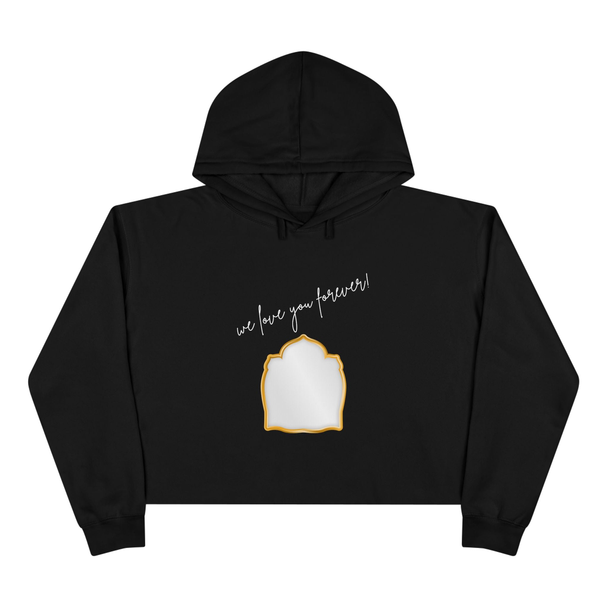 Cropped Hoodie — Minimal Gold Frame Chest Design