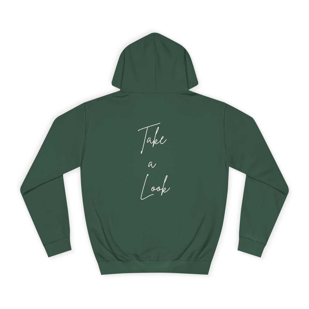 College Hoodie — 'Take a Look' Minimal Toast Graphic Hooded Sweatshirt