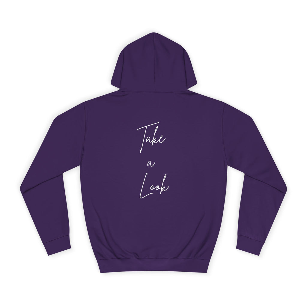 College Hoodie — 'Take a Look' Minimal Toast Graphic Hooded Sweatshirt