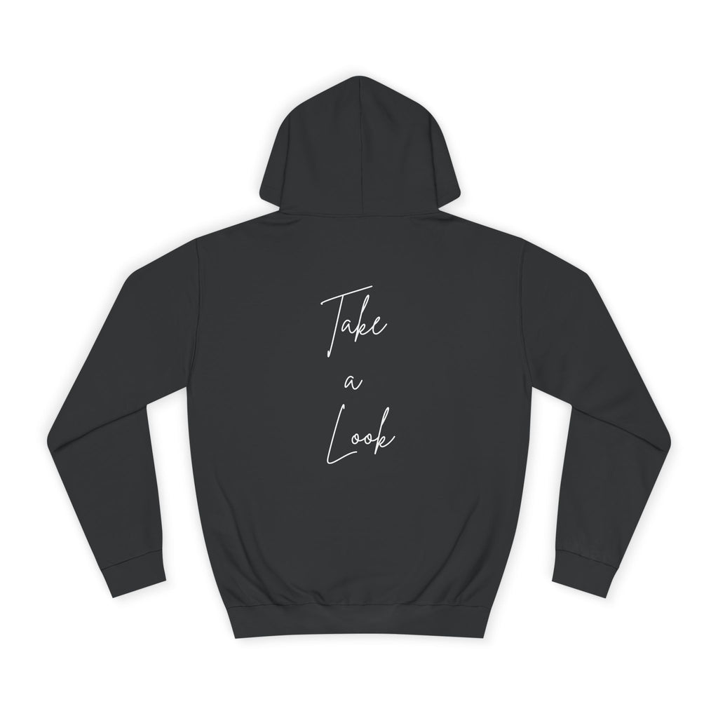 College Hoodie — 'Take a Look' Minimal Toast Graphic Hooded Sweatshirt