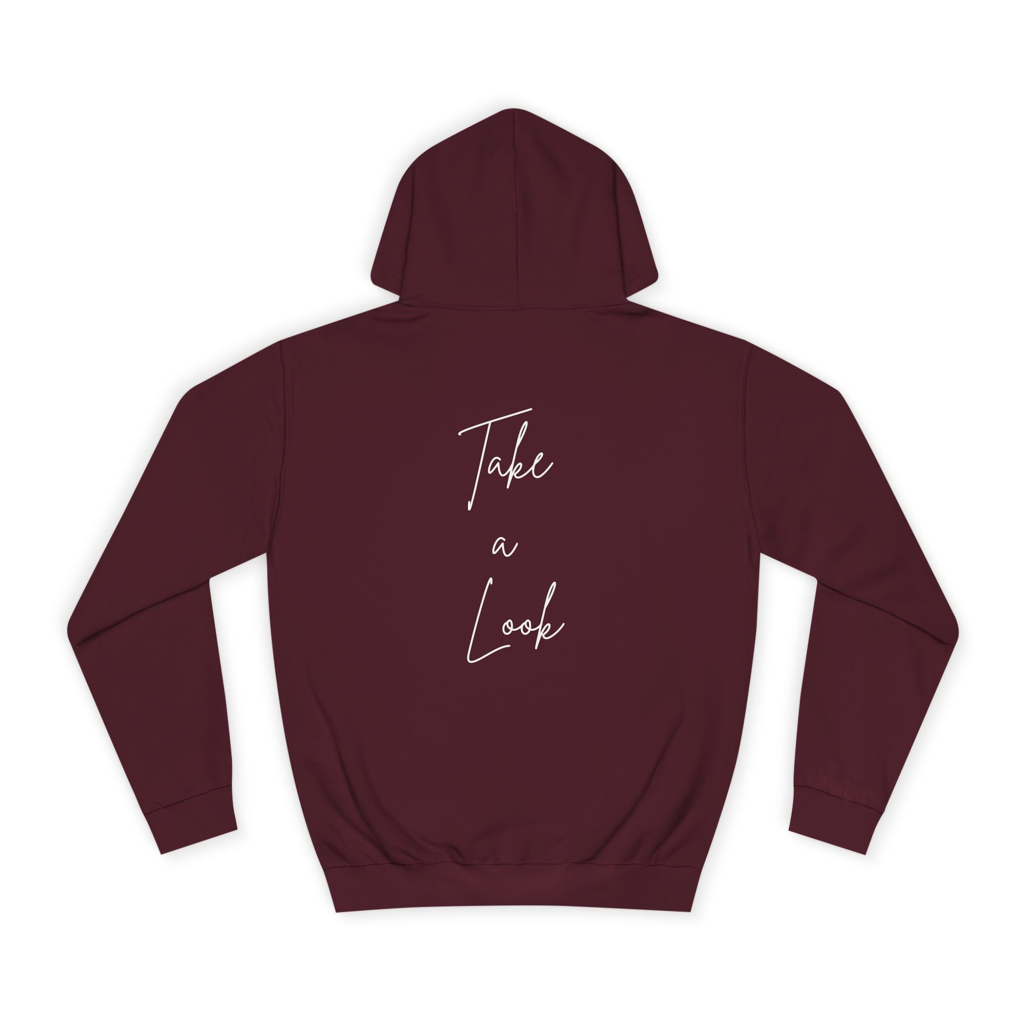 College Hoodie — 'Take a Look' Minimal Toast Graphic Hooded Sweatshirt