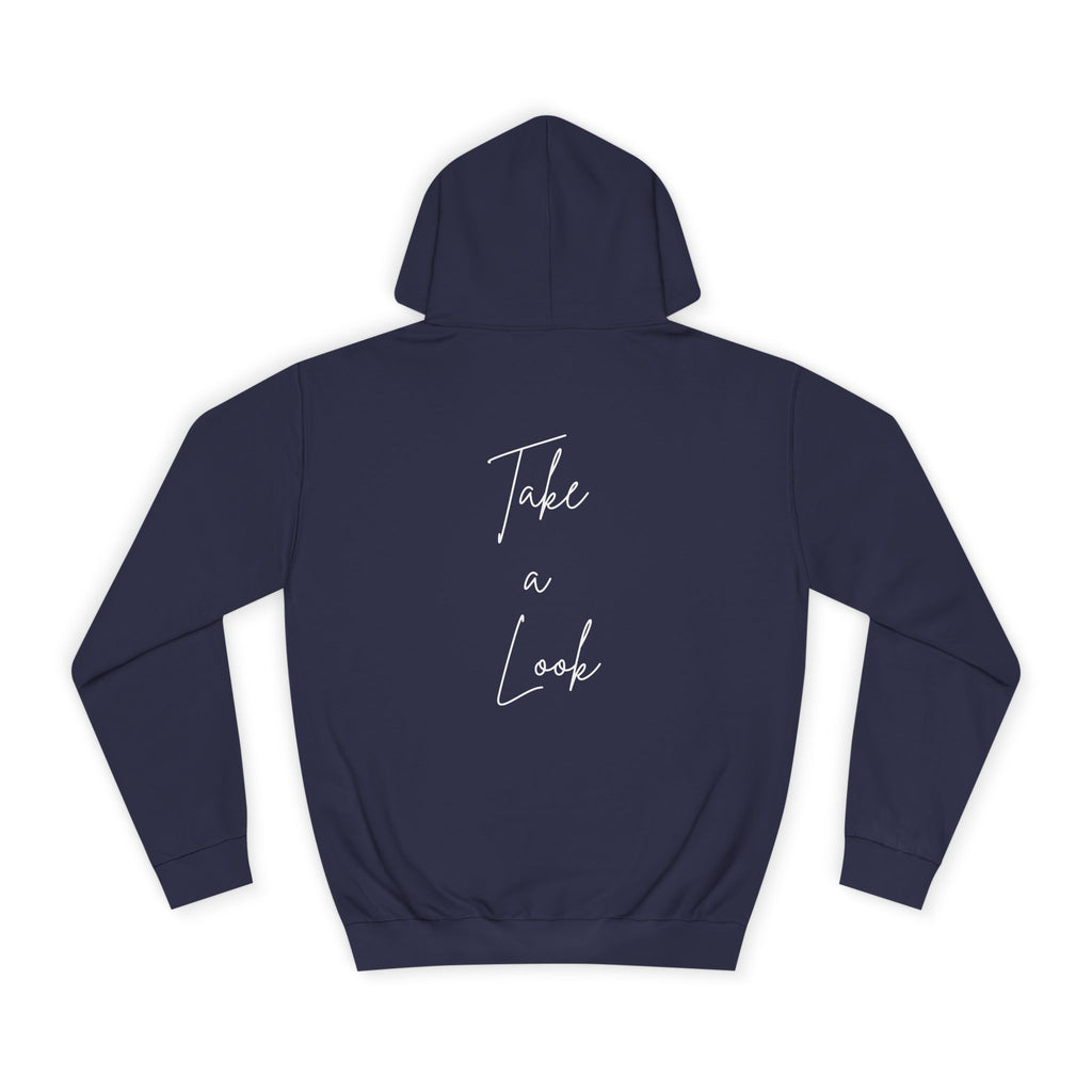 College Hoodie — 'Take a Look' Minimal Toast Graphic Hooded Sweatshirt