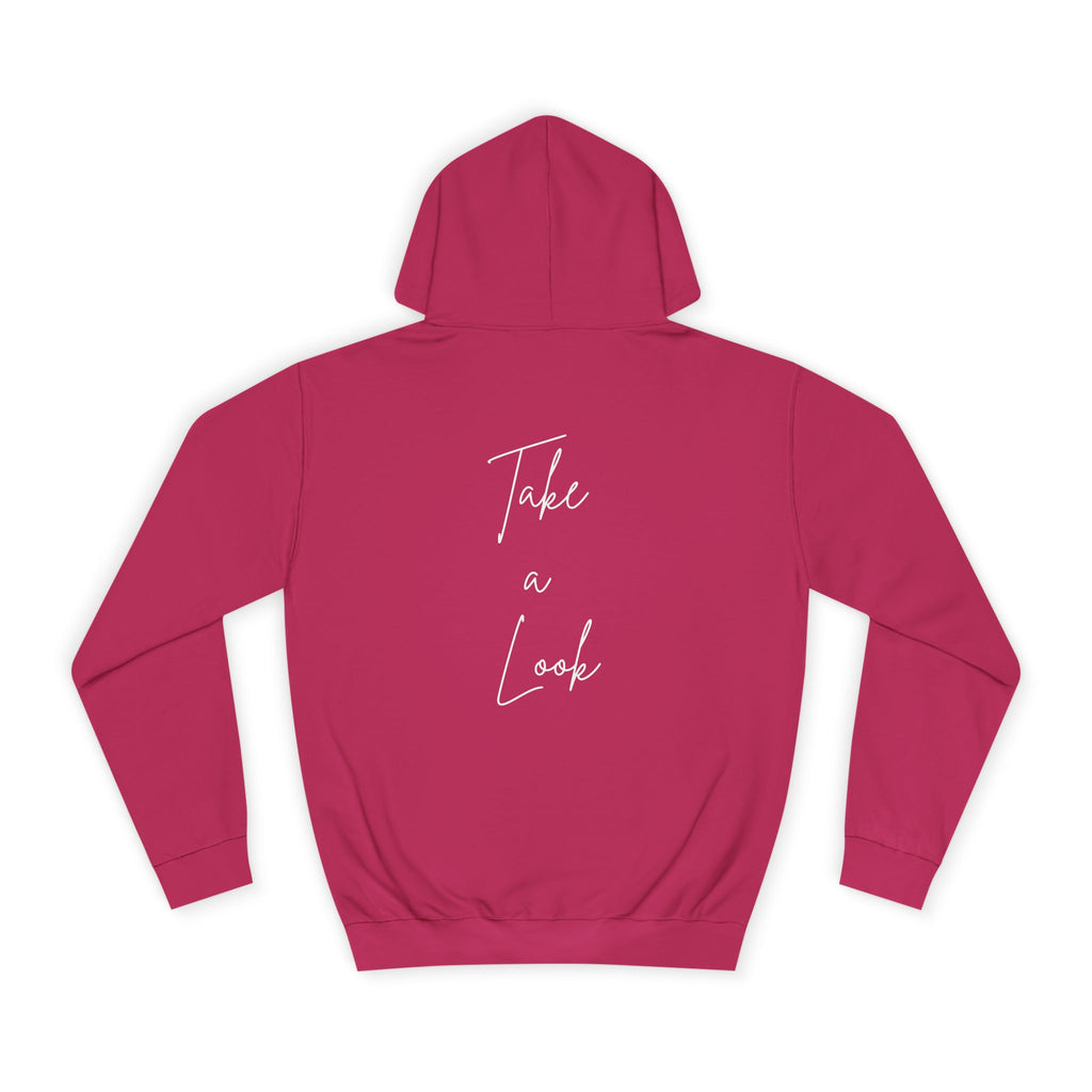 College Hoodie — 'Take a Look' Minimal Toast Graphic Hooded Sweatshirt