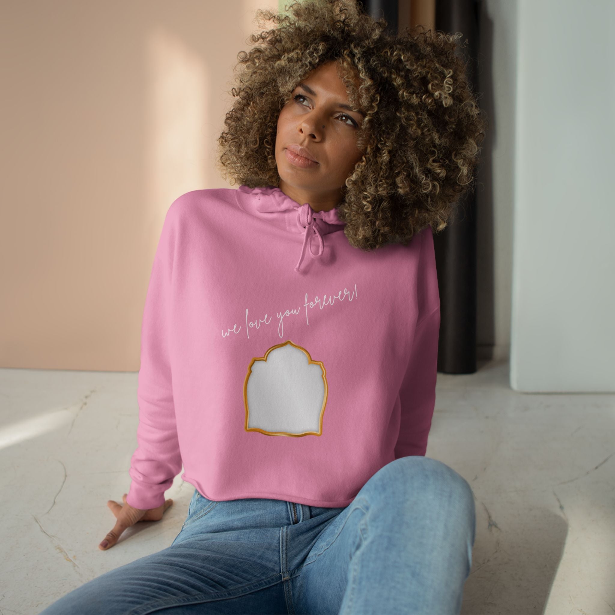 Cropped Hoodie — Minimal Gold Frame Chest Design