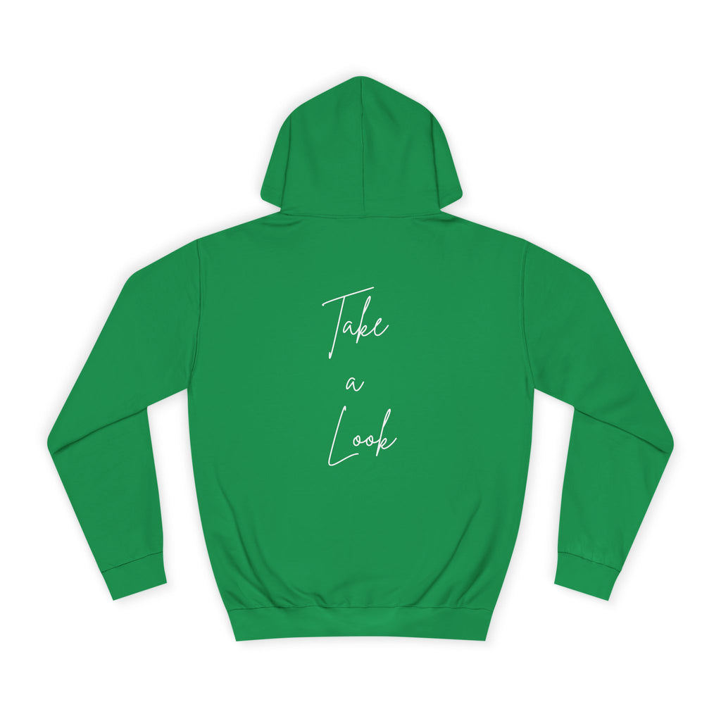 College Hoodie — 'Take a Look' Minimal Toast Graphic Hooded Sweatshirt