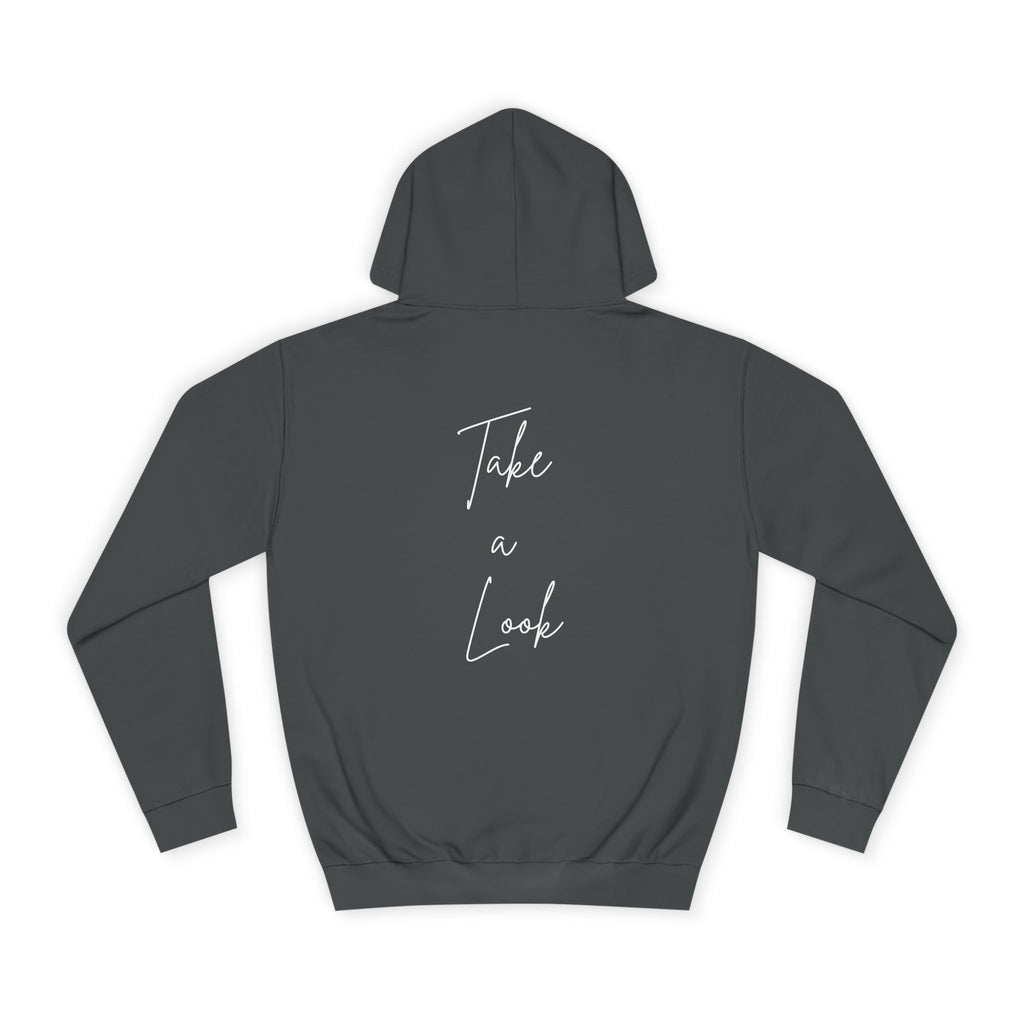 College Hoodie — 'Take a Look' Minimal Toast Graphic Hooded Sweatshirt