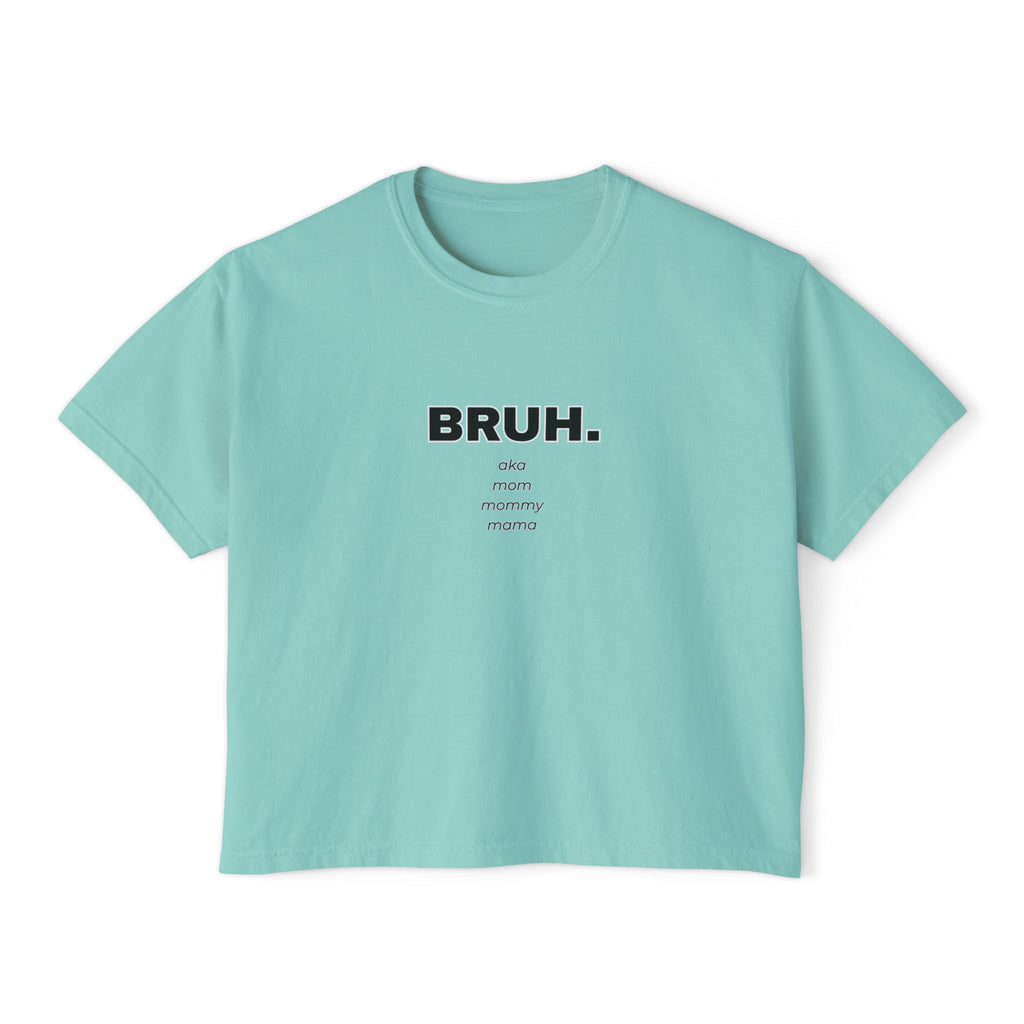 BRUH. Minimalist Women's Boxy Tee — Funny Graphic Casual Crop T-Shirt