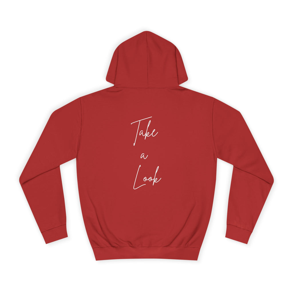 College Hoodie — 'Take a Look' Minimal Toast Graphic Hooded Sweatshirt