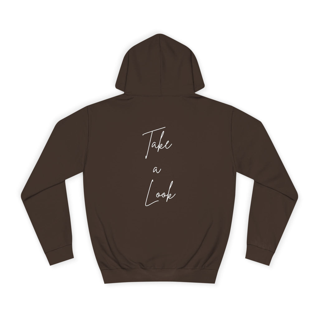 College Hoodie — 'Take a Look' Minimal Toast Graphic Hooded Sweatshirt